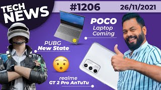 POCO Laptops Coming, realme GT 2 Pro AnTuTu 😮, OnePlus 9RT Launch,PUBG New State Rewards-#TTN1206