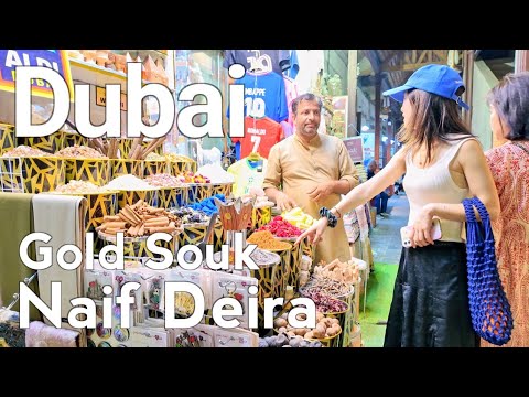 Dubai [4K] Naif Deira, Gold Souk Walking Tour 🇦🇪