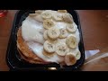 ASMR Eating Denny S Banana Cream Pancakes With Hash Brown Eggs Bacon Sausage Links