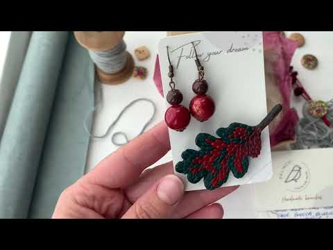 Handmade brooch Autumn leaf from polymer clay