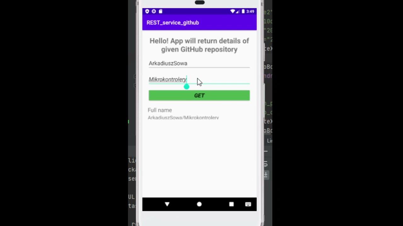 Simple app on Android REST GET GitHub repo details