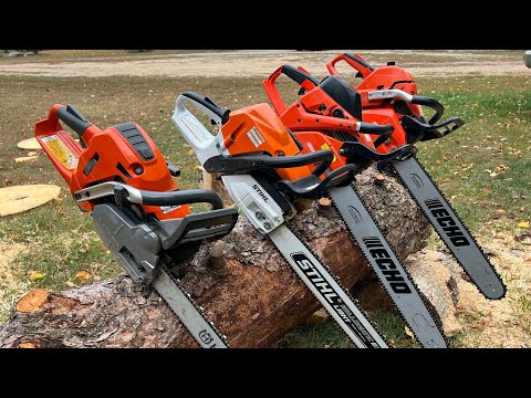 Demo of the Best firewood chainsaws. Stihl 400c  echo 620p echo 680 and husqvarna 562xp