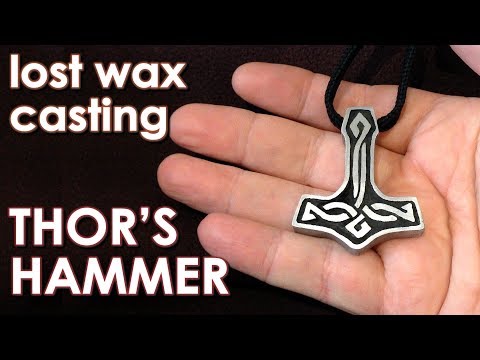 casting viking jewellery - Thors Hammer pendant - lost wax casting method by VOGMAN