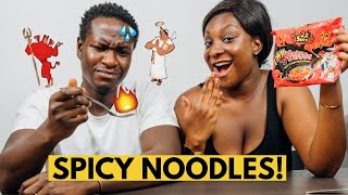 Spicy Noodles Challenge With 2 Year Old Twins!