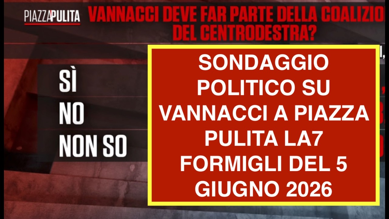 SONDAGGIO POLITICO SU VANNACCI A PIAZZA PULITA LA7 FORMIGLI DEL 5 GIUGNO 2026