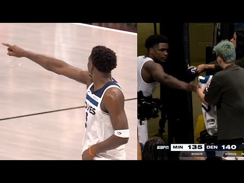 Anthony Edwards points at refs after ejected vs Nuggets then comes back and gifts fan jersey