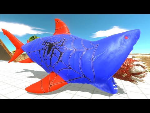 DEATH RUN vs BLUE SPIDERMAN MEGALODON - Animal Revolt Battle Simulator