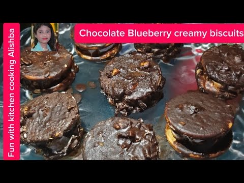Chocolate blueberry creamy biscuits | @FunwithkitchenCookingAlishba | chocolate sandwich