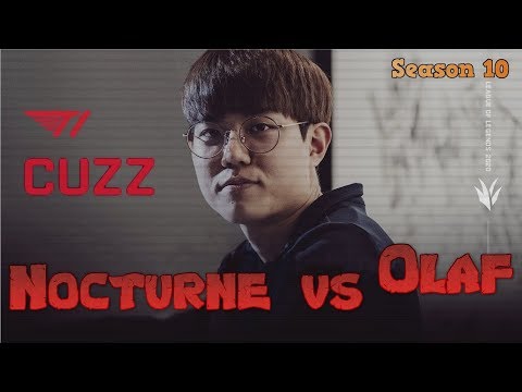 T1 Cuzz - Nocturne 9/0/7 vs Olaf Jungle - Patch 10.1 LoL Season 10 KR Ranked | League of Legends