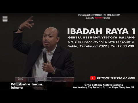 Ibadah On-Site 1 (Tatap Muka)  Live - Gereja Bethany Yestoya - 12 Februari 2022 - Pdt. Andre Imam