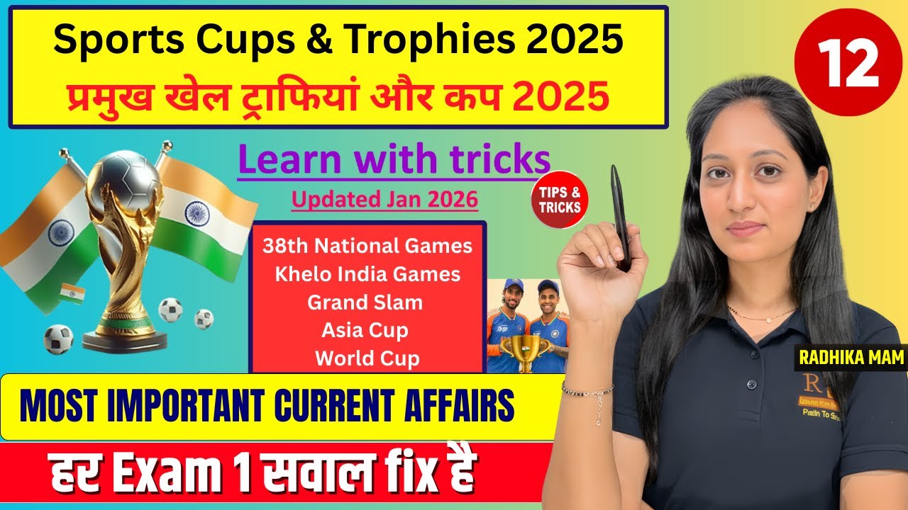 Sports Cups and Trophies 🏆 2025 learn with tricks| Best topic-wise Current Affairs| SSC| Railway