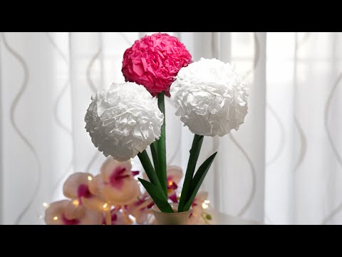 Easy Flower Making with Paper - Round Tissue Paper Flower - Paper Craft Ideas