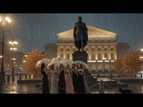 “Rainy Night Walk in Moscow | Pushkin Square Autumn Lights”. HDR 
