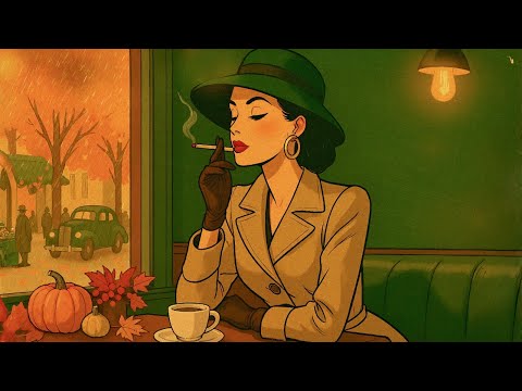 Vintage Cozy Coffee Shop Ambience 🍂 1940's Positive Retro Jazz & Rain