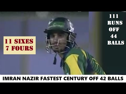 Imran Nazir Fastest Century off 42 Balls in India League - 111 off 44 Balls (11 Sixes 7 Fours)