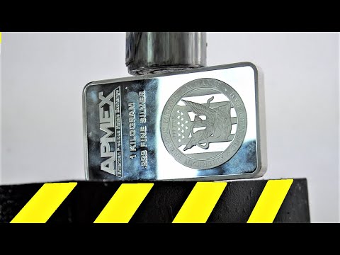 Silver Bar vs Hydraulic Press - Crushing Silver Bullion