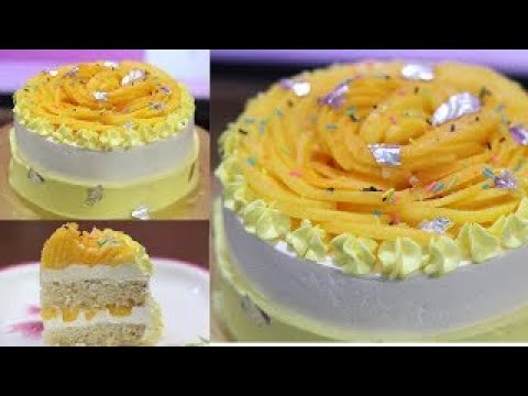 Eggless Mango Cake Recipe | Fresh Mango Sponge Cake | Easy Mango Cake| without oven