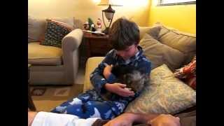 The sweetest boy gets dog for christmas EVER!