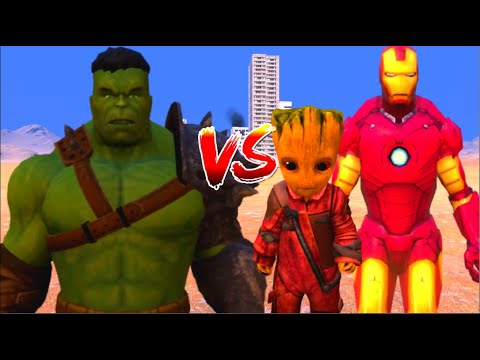 100 Hulk vs 1000 Baby Groot and 1000 IRON MAN (Marvel vs Marvel)