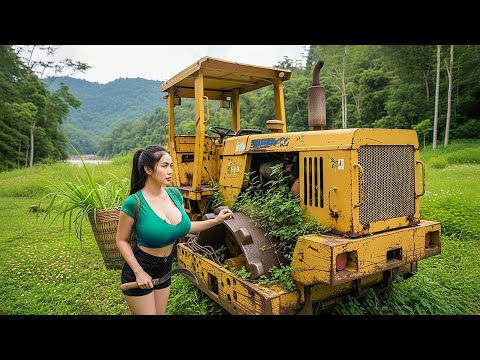 Genius Girl Abandoned Road Compactor Found After Years in the Weeds - Can It Start Again?