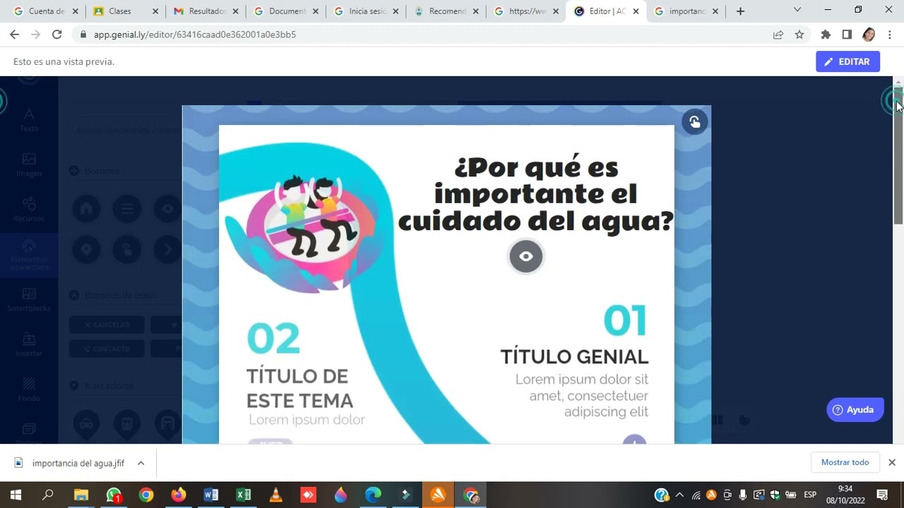 Cuidado del agua con Genial.ly