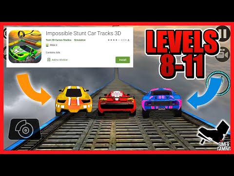 Impossible Stunt Car Tracks 3D - Red Car -  Levels 8,9,10 & 11 - Android iOS Gameplay FULL HD 60 FPS