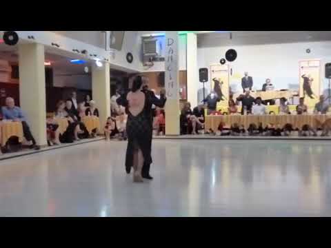  Cristina Sosa  and  Daniel Nacucchio  are  dancing  to  the  milonga  "  Estampa De Varon  "  by  Juan D'Arienzo  at  Salonissimo Savona Tango Festival  in  2018