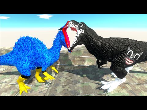 HUGGY WUGGY SPINOSAURUS vs CARTOON CAT vs HULK DEATH FALL - Animal Revolt Battle Simulator