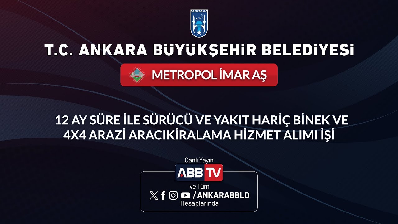 METROPOL İMAR AŞ-12 Ay Süre İle Sürücü ve Yakıt Hariç Binek, 4X4 Arazi Aracı Kiralma Hizmet Almı İşi