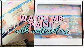 Watercolor Painting | Beach and Adirondack Chairs Painting | The Craf-T Home
