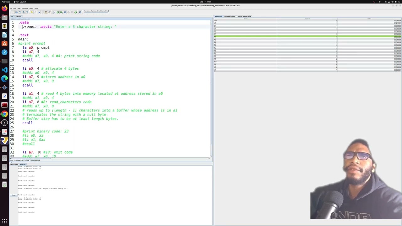 RISC-V in RARS part 4.1: Memory, Endianess, RARS basics