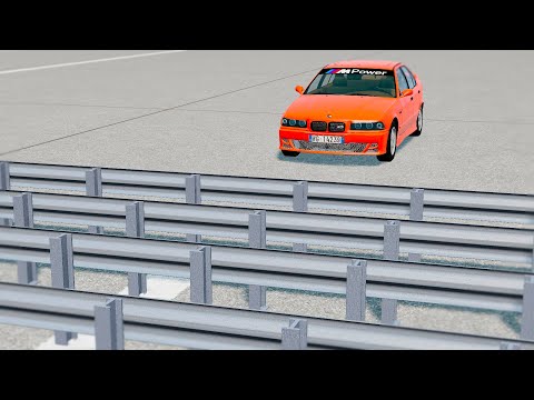 Cars vs Numerous Guardrails – BeamNG.Drive