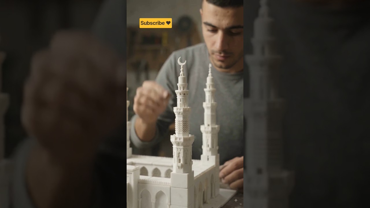 Cement & White Tiles Se Banaya Madina Sharif 🕌✨ | Amazing Miniature AI Art #Shorts#shortsfeed #viral