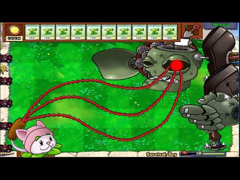 Plants vs Zombies - 1 Cattail vs Gargantuar Minigames Zombotany 2