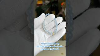 Vòng Tay Đá Thạch Anh Aquamarine Tự Nhiên Xanh Nước 6ly Trẻ Trung, Mix Vàng 10k Chuẩn Xịn