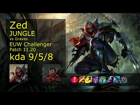 Zed vs Graves Jungle - EUW Challenger 9/5/8 Patch 11.20 Gameplay