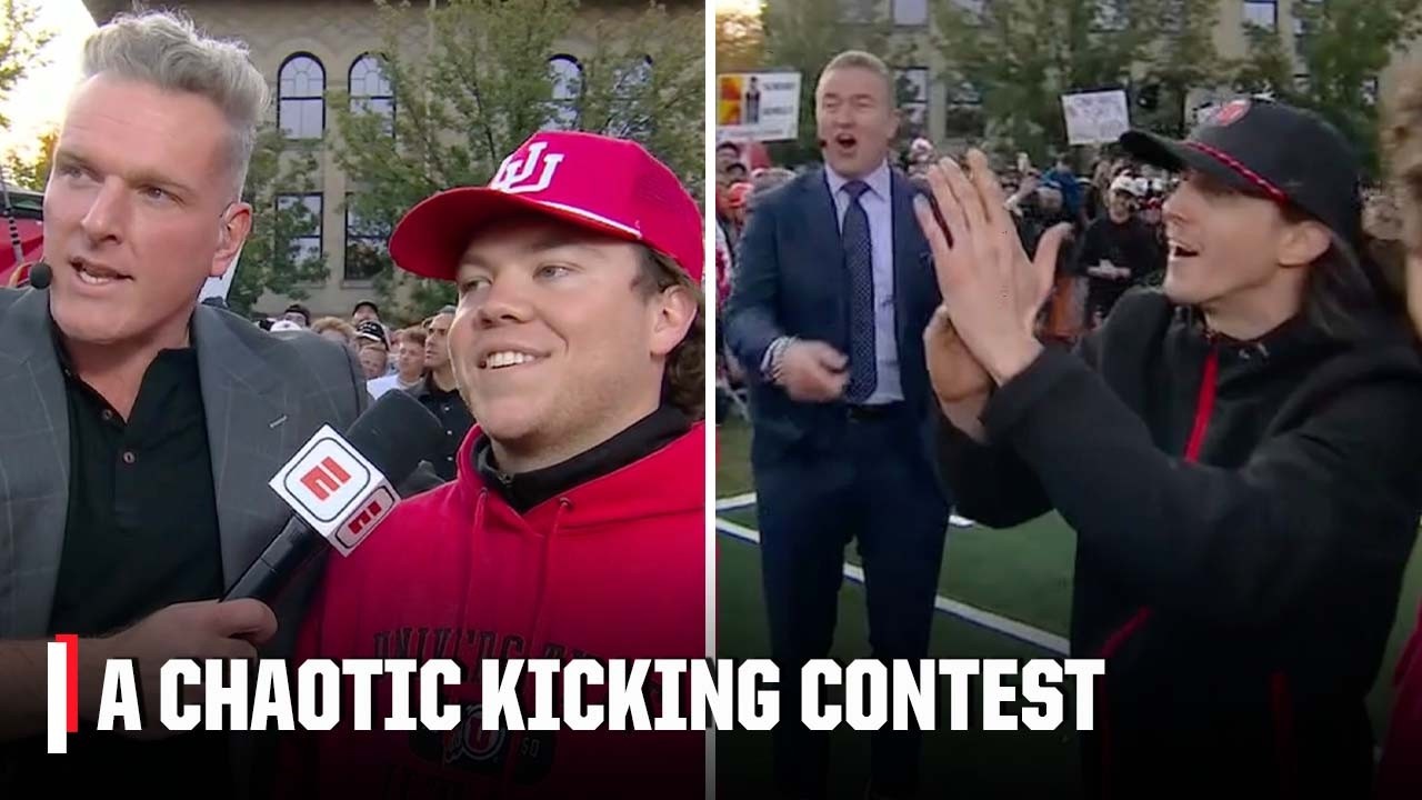 A CHAOTIC KICKING CONTEST 🤯 Pat McAfee and Kirk Herbstreit ICE the kicker‼️ | College GameDay
