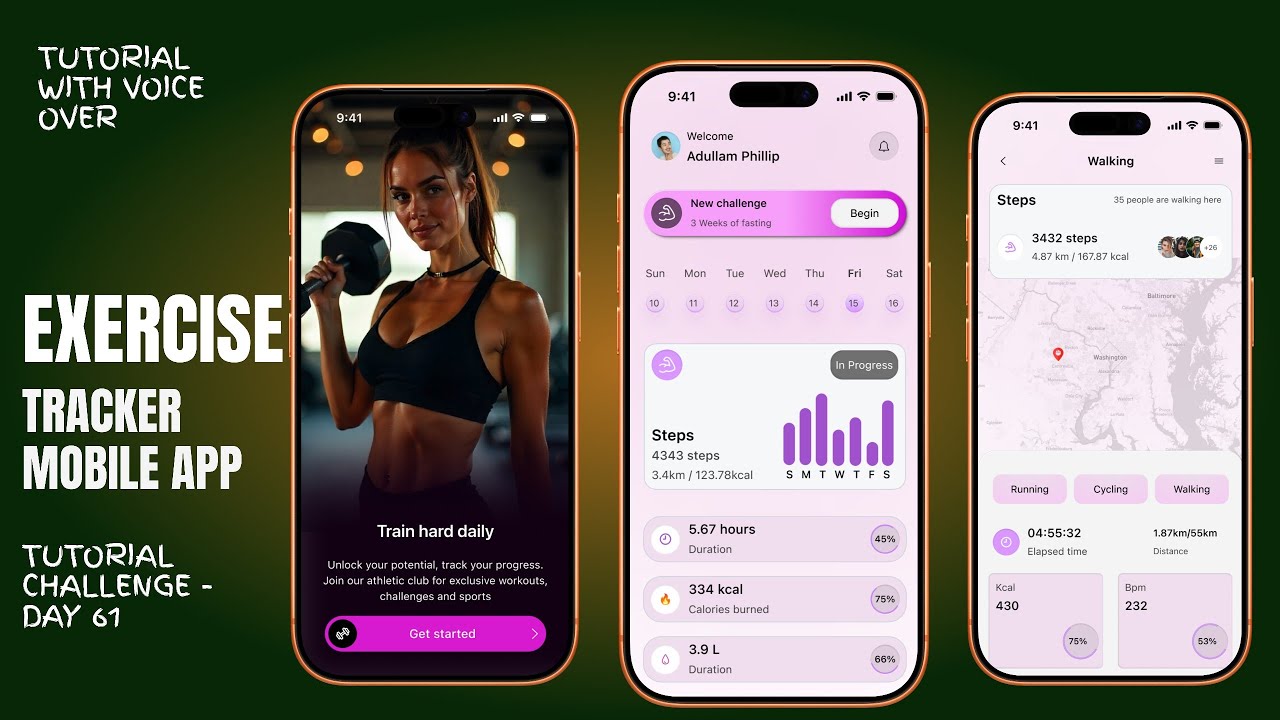 Exercise tracker mobile app design tutorial in figma | UI UX Design tutorial