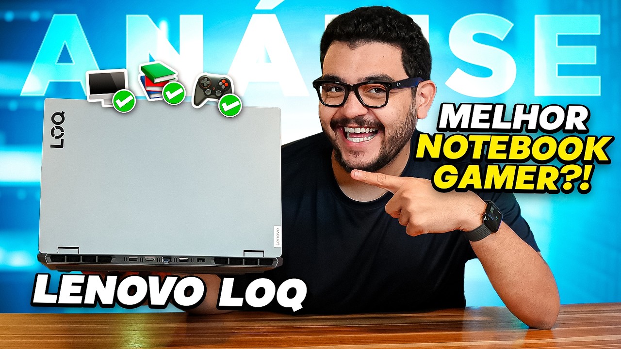 Miniatura da avaliação em vídeo de Notebook Gamer Lenovo LOQ 15IRX9 Intel Core i7-13650HX RTX 4050 16GB 512GB