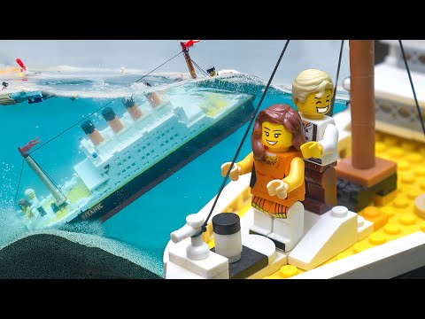 Lego Dam Breach Experiment - Lego Dam Collapses and Titanic Lego Ship Sinks - Miniature Lego City