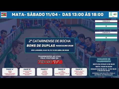 SÁB (13:00 ÀS 18:00) 2º CATARINENSE BONS DE DUPLA MASCULINO EM SÃO LUDGERO-SC // DIA 11/04/2026