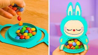 🎨 ARTESANATO DE PAPEL DIVERTIDO LABUBU 🍬💖 Porta-doces fofo e muito mais!