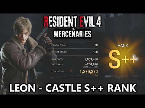 Resident Evil 4 - Leon S++ Rank Castle - The Mercenaries DLC Gameplay (Unlock Handcannon)