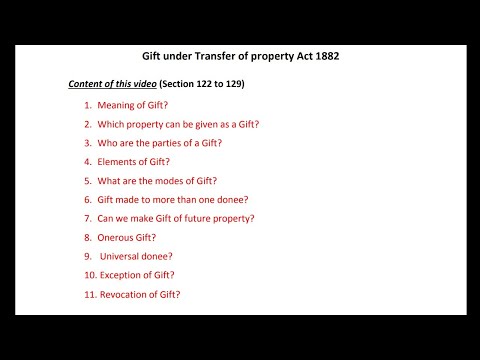 Gift under Transfer of property act | Section 122 to 129