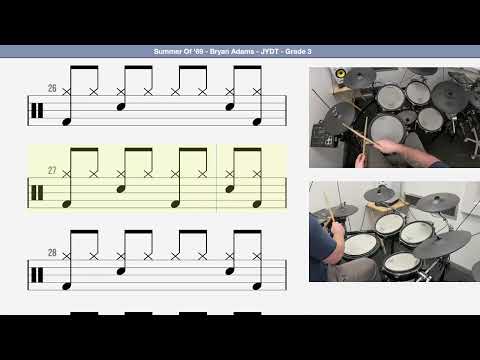 🥁 How to Play - Summer Of '69   Bryan Adams   JYDT   Grade 3