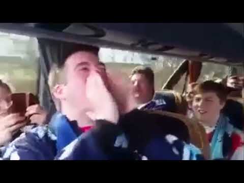 Hamburg Freezers ole ole ole - German Hooligans on their way to icehockey game