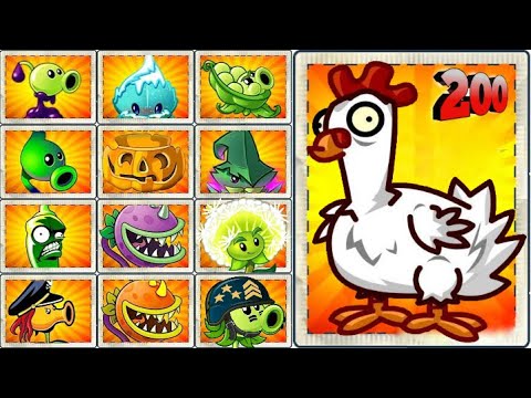 Random  20 Pair Team Plants vs 200 Chicken Zombie - Who Will Win? PvZ 2 Challenge