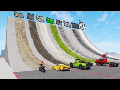Which Ramp Surface gives Longest Jump? - Beamng drive