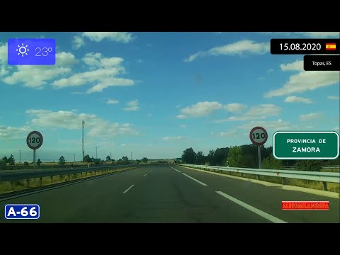 Driving through Castilla y León (Spain) from Salamanca to Zamora 15.08.2020 Timelapse x4