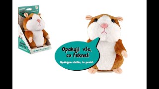 Křeček Mireček opakující věty plyš 18cm na baterie se zvukem v krabici 12x20x10cm v sáčku